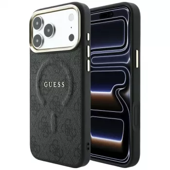 GUESS Embossed 4G Classic MagSafe dėklas, skirtas iPhone 17 Pro / 18 Pro - juodos spalvos