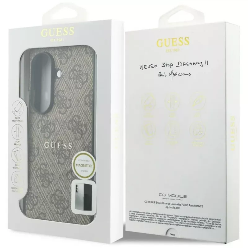 GUESS 4G Classic MagSafe dėklas, skirtas Samsung Galaxy Z Fold 8 Ultra - ruda