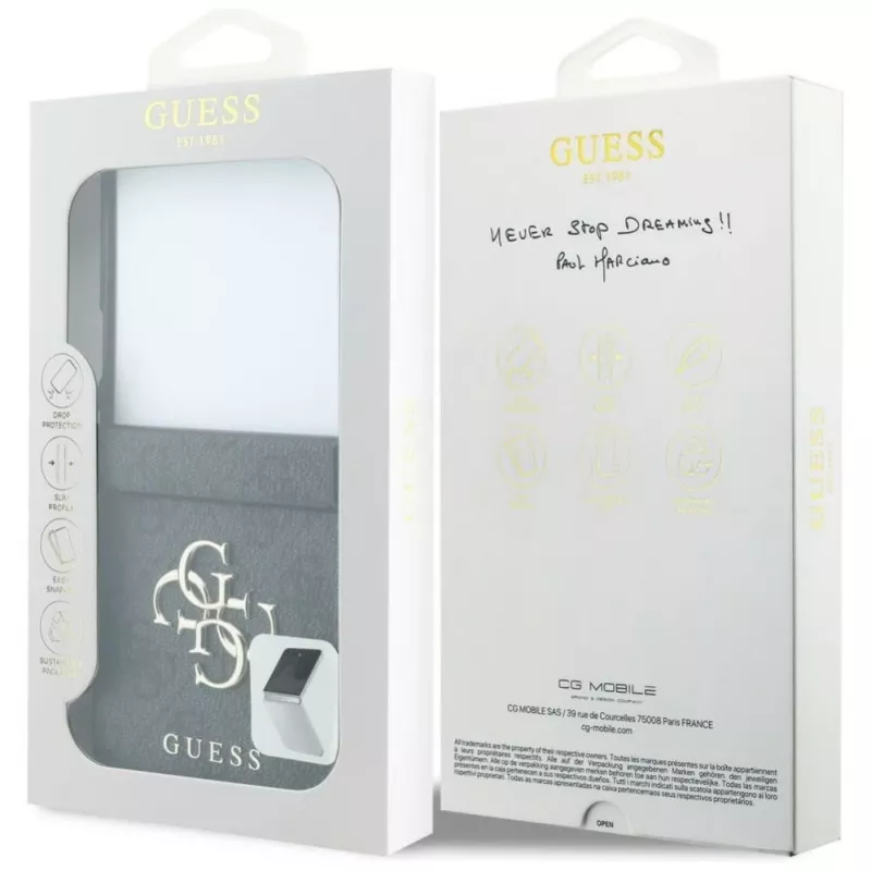 GUESS Big 4G Logo dėklas, skirtas Samsung Galaxy Z Flip 5 - juodas