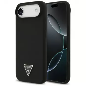 GUESS silikoninis dėklas su trikampio logotipu ir MagSafe funkcija iPhone Air, juodas