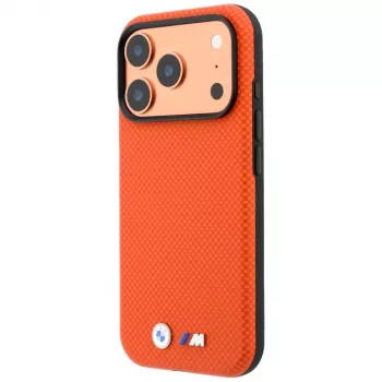 BMW M Quadrille Kevlar Metal Logo MagSafe dėklas, skirtas iPhone 18 Pro / 17 Pro - oranžinis