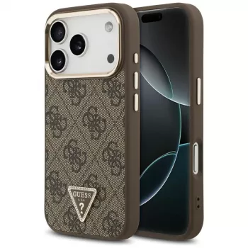GUESS 4G Triangle Logo MagSafe dėklas, skirtas iPhone 17 Pro / 18 Pro - ruda