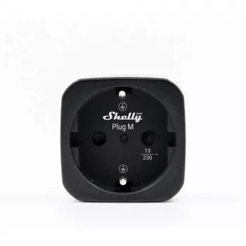 Shelly Plug M Gen3 juodos spalvos 2 vnt. išmanusis kištukas su energijos matavimu, Wi-Fi ir Bluetooth, 13A, energijos stebėjimu, Schuko