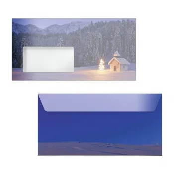 Sigel 50 Kalėdiniai koplyčios vokai DIN Long su lipniu užklijuojamu kraštu, įvairiaspalviai, 220 x 110 mm, 80 g/m², FSC sertifikuoti