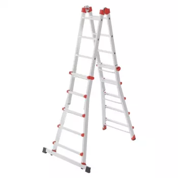 Hailo M80 4x5 pakopų daugiafunkcinė kombinuota kopėčios, aliuminio, 20 pakopų, 150 kg, EN 131 Professional