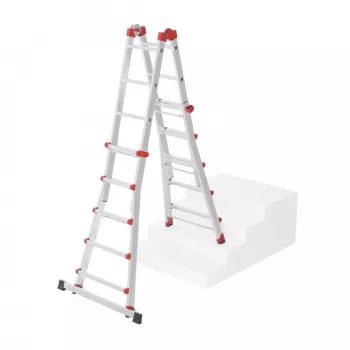 Hailo M80 4x5 pakopų daugiafunkcinė kombinuota kopėčios, aliuminio, 20 pakopų, 150 kg, EN 131 Professional