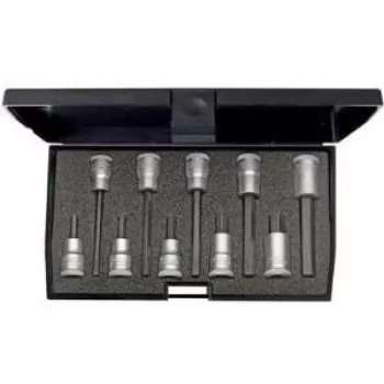 GEDORE 1509918 10 dalių šešiabriaunių lizdų antgalių rinkinys, 3/8 inch pavara (10 mm), H4-H17, metaliniame dėkle