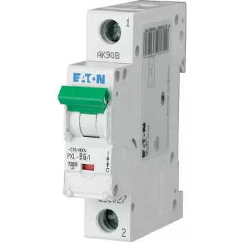 EATON PXL-C6/1 Miniatiūrinis grandinės pertraukiklis (MCB), 6 A, 1 polius, C kreivė, 10 kA, DIN bėgelis