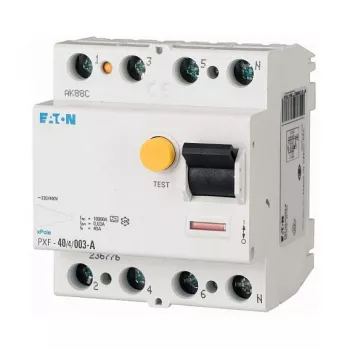Eaton PXF-40/4/03-A liekamosios srovės grandinės pertraukiklis (RCCB), 40 A, 4 polių, 300 mA, A tipas, 230/400 V AC