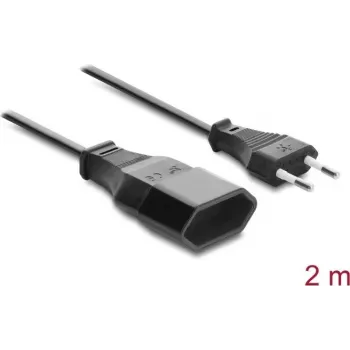 Delock Euro kištuko prailginimo laidas CEE 7/16 kištukas į lizdą 2 x 0,75 mm², 2 m, juodas
