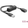 Delock USB maitinimo prailginimo laidas Type-A kištukas į lizdą su jungikliu 0,5 m juodas