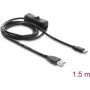 Delock USB maitinimo laidas, Type-A vyriškas į USB Type-C™ vyrišką su jungikliu, 1,5 m