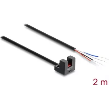 Delock šakės tipo šviesos barjeras 5 mm L tipo su 4 atvirais kabelio galais, NPN L/D pasirenkamas, 2 m