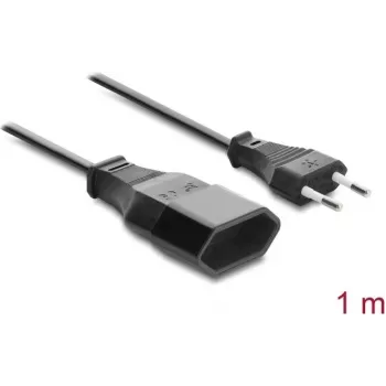 Delock prailginimo laidas su eurokištuku CEE 7/16 nuo kištuko iki lizdo, 2 x 0,75 mm², 1 m, juodos spalvos