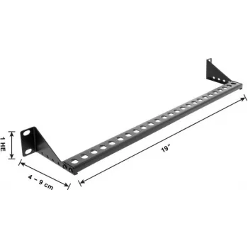 Delock 19 inch 1U kabelių tvarkymo skydelis su reguliuojamu gyliu 40-90 mm, juodas