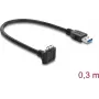 Delock USB 5 Gbps laidas USB Type-A kištukas į USB Micro-B kištuką su fiksavimo varžtais 90° į viršų 0,3 m juodas