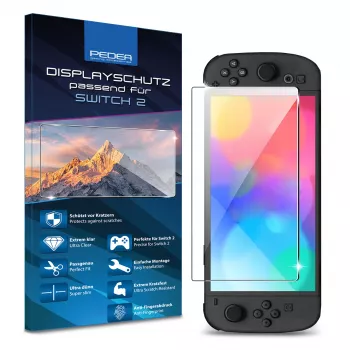 PEDEA grūdinto stiklo ekrano apsauga, skirta Nintendo Switch 2 (2025) - 9H kietumas, HD aiškumas, be burbuliukų, 2.5D kraštai