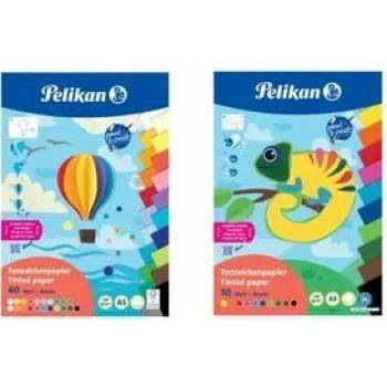 Pelikan Konstrukcinio popieriaus blokas DIN A3, 10 lapų, 10 skirtingų spalvų, 120 g/m², klijuotas viršuje