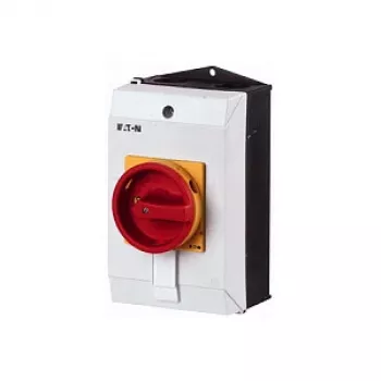 Eaton T0-2-1/I1/SVB Pagrindinis jungiklis, 20 A, 3 polių, paviršinis montavimas, avarinis sustabdymas, raudonas/geltonas