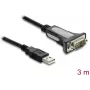 Delock USB 2.0 Type-A į RS-232 serijinio adapterio laidas su DB9 vyrišku jungtimi ir prisukamomis veržlėmis, 3 m