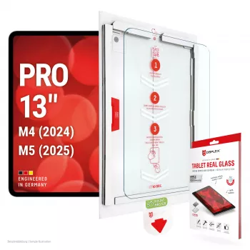 E.V.I. DISPLEX Tablet Real Glass ekrano apsauginis stiklas, skirtas Apple iPad Pro 13 (2024/2025) - 9H grūdintas stiklas, itin skaidrus, 2.5D užapvalinti kraštai, oleofobinė danga, montavimas be burbuliukų