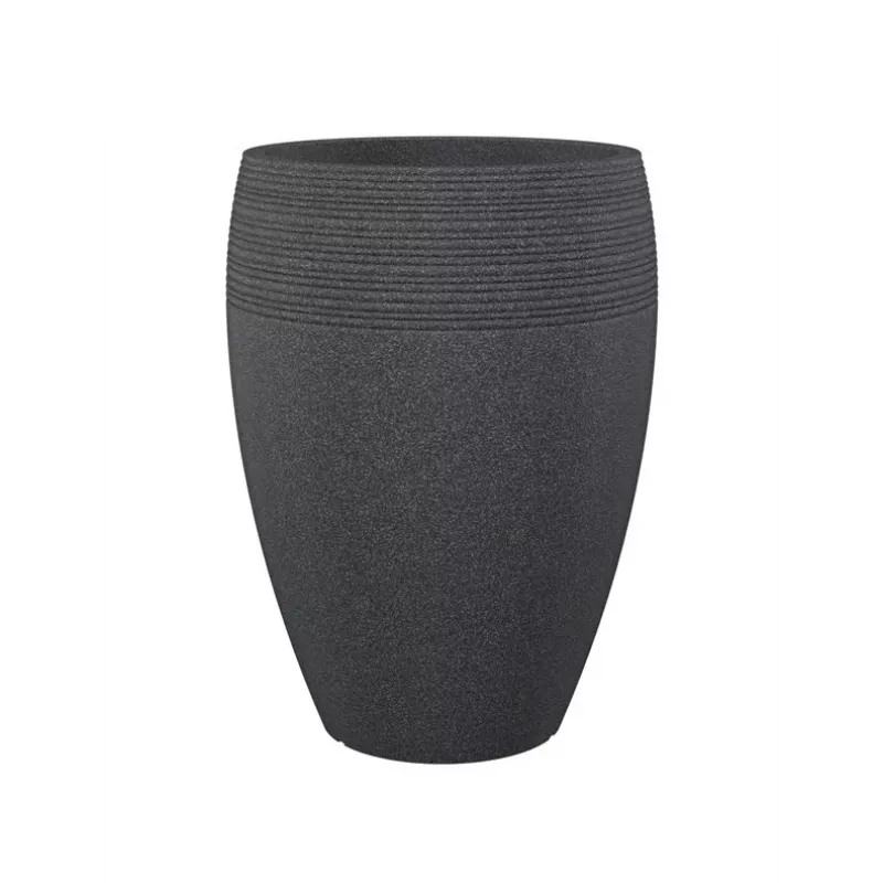Emsa Landhaus gėlių vazonas 283/65 juodas-granitas D47 – 47 cm apvalus vazonas, 38 L, atsparus UV ir šalčiui, vidaus/lauko