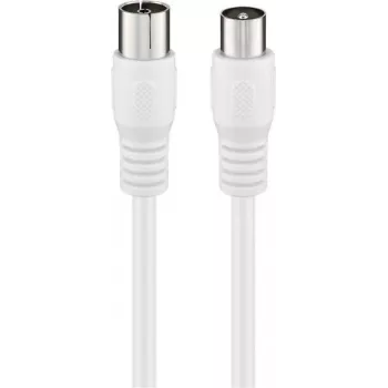 Wentronic Goobay koaksialinis antenos kabelis, A+ klasės ekranavimas >85 dB, dvigubai ekranuotas, 75 omų, 1,5 m, baltas, koaksialinis vyriškas į koaksialinį moterišką