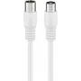 Wentronic Goobay koaksialinis antenos kabelis, A+ klasės ekranavimas >85 dB, dvigubai ekranuotas, 75 omų, 1,5 m, baltas, koaksialinis vyriškas į koaksialinį moterišką