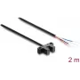 Delock 5 mm šakės šviesos barjeras, K tipas su 4 atvirais kabelio galais, NPN, šviesos/tamsos perjungimas, 2 m