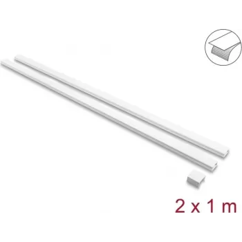 Delock lipnus kabelių kanalas su stumdomu dangteliu 30 x 14 mm su jungtimi - 1 m, 2 vnt., baltas
