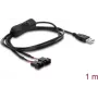 Delock USB Type-A vyriškas į 2 x 4 kontaktų ventiliatoriaus jungties kabelis su įjungimo/išjungimo jungikliu, 1 m, juodas