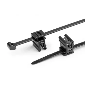 HellermannTyton T50ROSEC4A-PA66W-BK kabelių raištis su eglutės tipo tvirtinimo spaustuku, 200mm x 4.6mm, juodos spalvos, 100 vnt. pakuotė