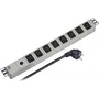 EFB Elektronik 691697 1U 19 colių stelažinis PDU, 8x IEC C13 lizdai, 10A, 250V, aliuminio korpusas, įjungimo/išjungimo jungiklis