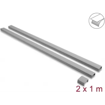 Delock lipnus kabelių kanalas su stumdomu dangteliu 40 x 19 mm su jungiamąja detale - ilgis 1 m, 2 vnt., pilkas