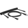 Delock magnetinis spiralinis kabelis USB 2.0 Type-A kištukas į Pogo 4 Pin kištuką + USB Type-C kištukas į Pogo 4 Pin lizdą adapterių rinkinys juodas 1,5 m
