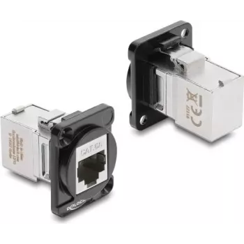 Delock D-Type modulis RJ45 motina į motiną 90° kampu Cat.6A juoda / sidabrinė