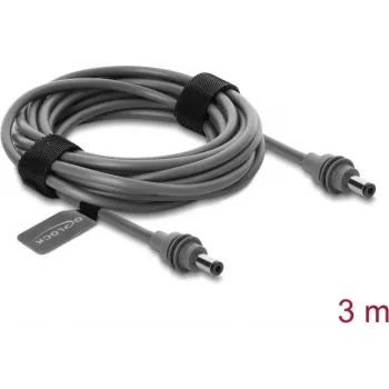 Delock 91824 nuo DC 5,5 x 2,1 mm iki DC 5,5 x 2,1 mm maitinimo laidas, skirtas Starlink Mini, 3 m, pilkas