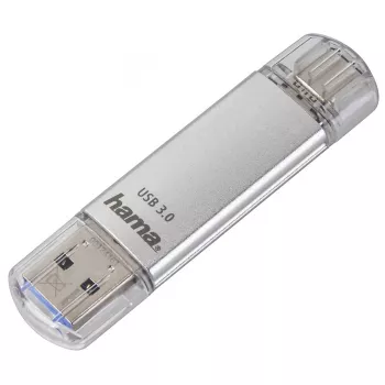 Hama FlashPen C-Laeta 64GB USB 3.0 atmintinė, aliuminio, sidabrinė/juoda