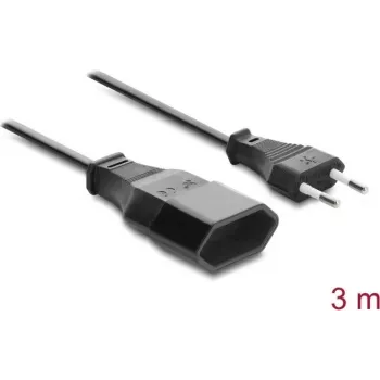 Delock Europlug ilginimo laidas CEE 7/16 kištukas į lizdą 2 x 0,75 mm², 3 m, juodas