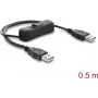 Delock USB maitinimo laidas Type-A vyras į vyrą su jungikliu 0,5 m