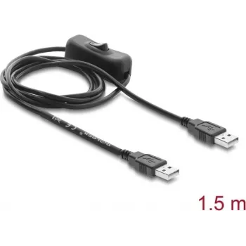 Delock USB maitinimo laidas, Type-A kištukas į kištuką su jungikliu, 1,5 m