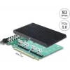Delock PCI Express 5.0 x16 kortelė į 4 x vidinius NVMe M.2 Key M su radiatoriumi - Bifurkacija