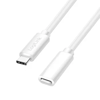 LogiLink USB 2.0 Type-C ilginamasis laidas, C/M į C/F, 480 Mbps, 60W, baltas, 3 m