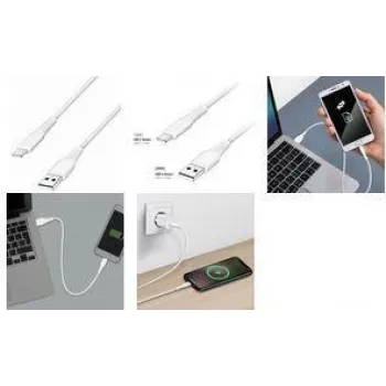 LogiLink CU0255 USB 2.0 laidas, USB-A į USB-C, 3 m, baltas, 480 Mbps, duomenims ir įkrovimui