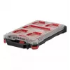 Milwaukee PACKOUT Slim Organizer Medium 8277387 - IP65 atsparus vandeniui ir dulkėms, 10 išimamų dėklų, skaidrus polikarbonato dangtis, metaliniai sustiprinti užraktai, raudonas/juodas