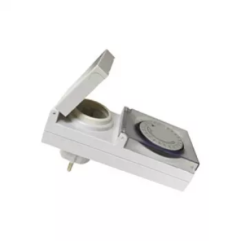 LogiLink ET0006 lauko mechaninis laikmatis, IP44, 3680 W, 16 A, dienos programa, 96 segmentai, 15 minučių intervalai, Schuko, juoda/pilka