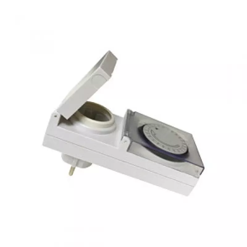 LogiLink ET0006 lauko mechaninis laikmatis, IP44, 3680 W, 16 A, dienos programa, 96 segmentai, 15 minučių intervalai, Schuko, juoda/pilka