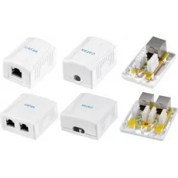 LogiLink NP0097 Cat.6A paviršinio montavimo dėžutė, 2x RJ45, ekranuota, balta