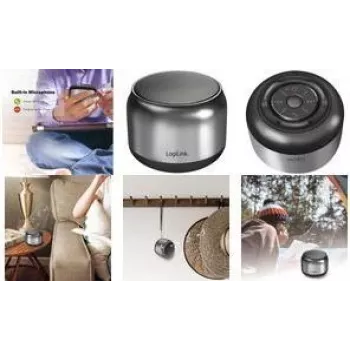 LogiLink SP0063H Bluetooth 5.1 TWS nešiojamas garsiakalbis, tamsiai pilka/juoda, laisvų rankų, 10 m veikimo nuotolis