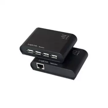 LogiLink USB 2.0 Cat.5 ilgintuvas su 4 prievadų šakotuvu, 50 m, juodas